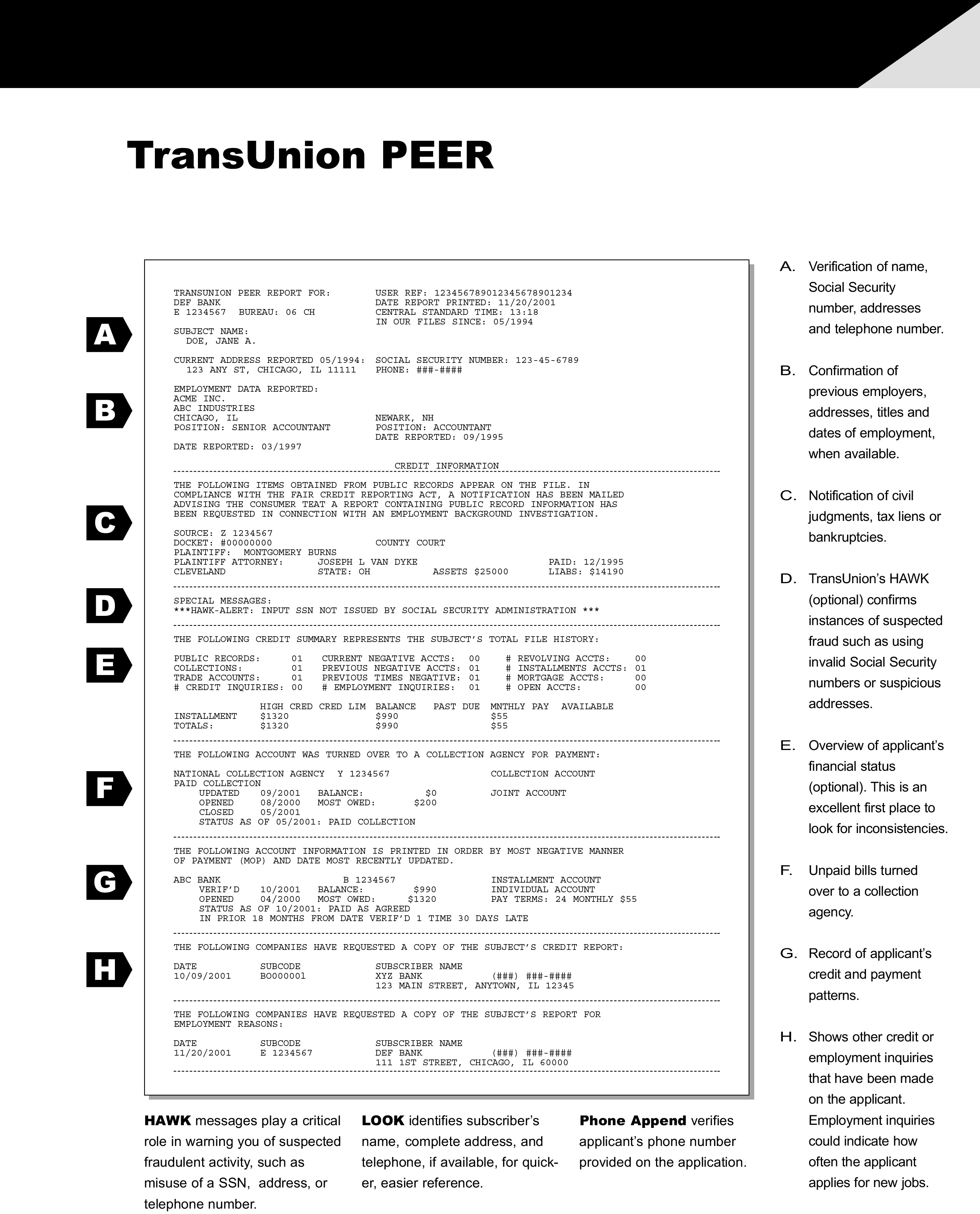 Universal Background Screening Employment Credit Report