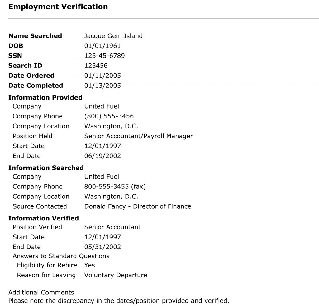 Employment History Universal Background Screening 